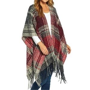 Woolrich Cozy Blanket Wrap Plaid Poncho Shawl